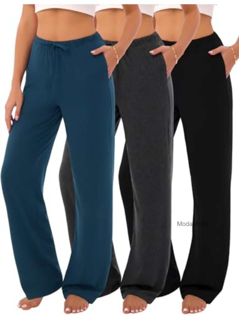 3-Pack Womens Pajama Pants Drawstring Pockets Comfy Sleep Lounge